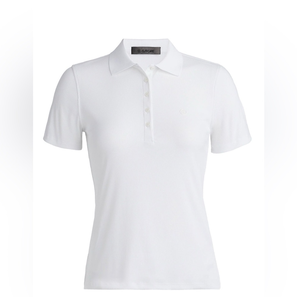 G/FORE White Short Sleeve Polo with Classic Collar